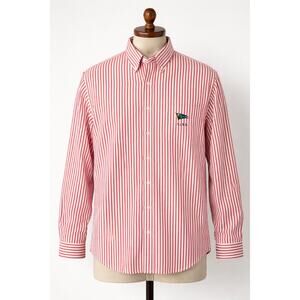 Vintage Ralph Lauren RL Yacht Club Red White Stripe Button Down Shirt Men L
